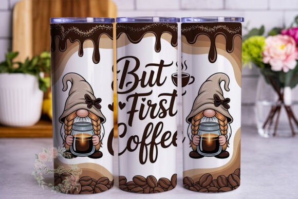 But First Coffee Gnome: A Designer's Take on 20oz Tumbler Wraps
