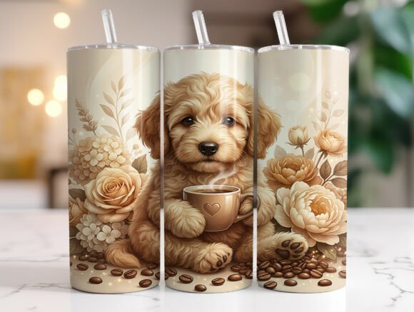Cute Puppy Coffee Floral 20oz Tumbler Design Review
