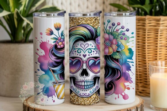 Festive Sugar Skull Glitter 20oz Tumbler Design Review