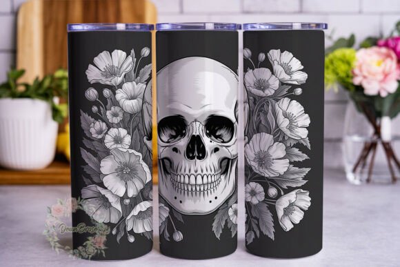 Grayscale Floral Skull 20oz Tumbler Review