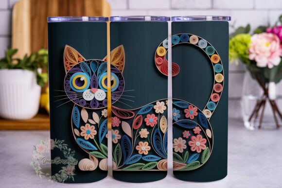 Quilled Floral Cat 20oz Tumbler Wrap Review