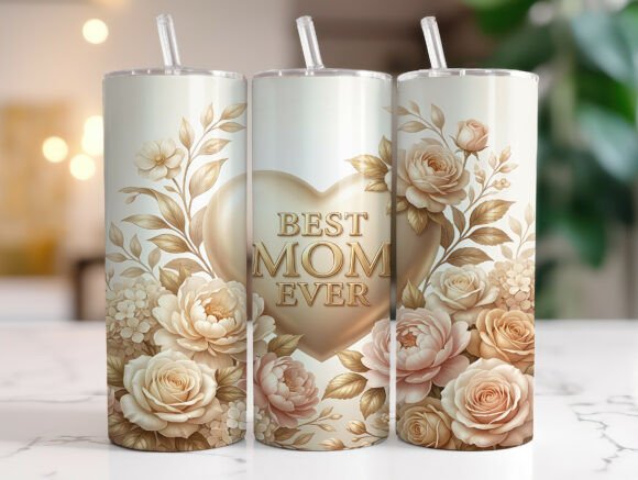 Review: Best Mom Ever Gold Floral Tumbler Wrap Design
