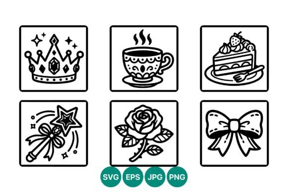 Review: Black Line Art Crown Cup Cake Rose Bow