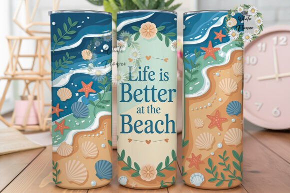 Review: Coastal Beach Shells 20oz Tumbler Wrap Design