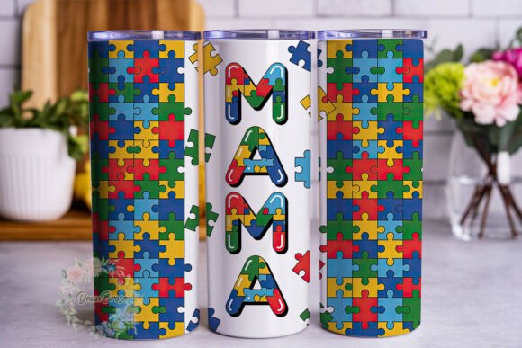 Review: Colorful Puzzle Pieces MAMA 20oz Tumbler Design