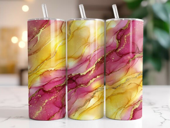 Review: Gold Vein Pink Yellow Marble Tumbler PNG for Embroidery