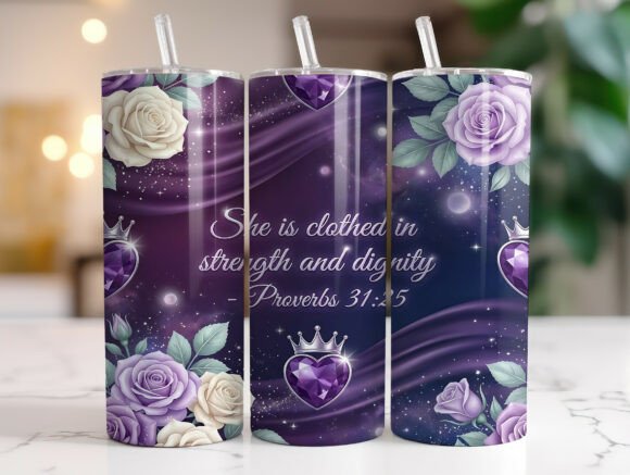 Review: Purple Christian Bible Verse Tumbler PNG for Embroidery