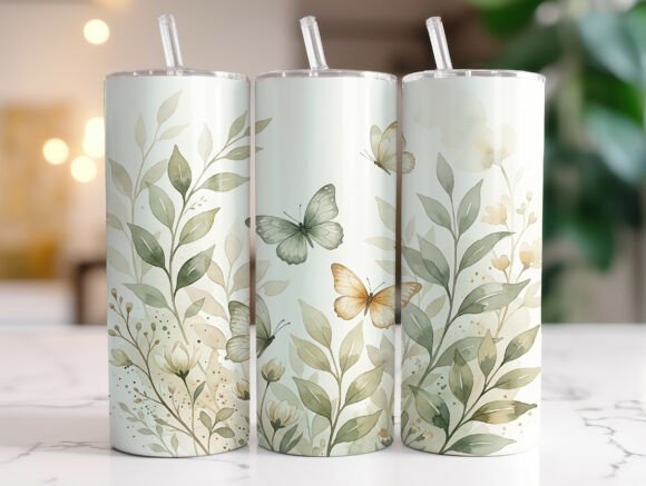 Soft Greenery Butterfly Floral Tumbler: A Designer's Review