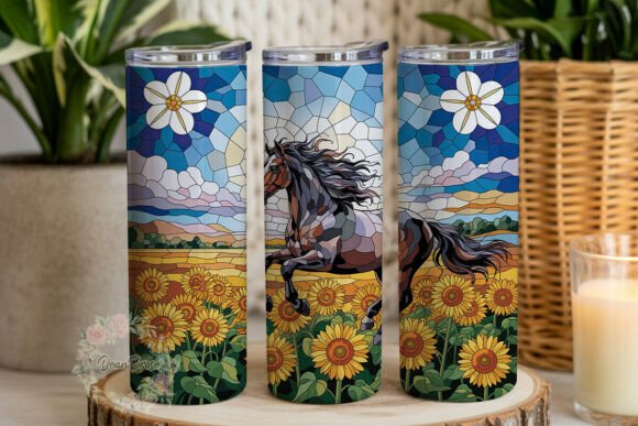 Stained Glass Horse Sunflower Tumbler Design Review