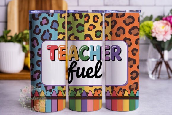 Teacher Fuel Crayon Leopard Tumbler Design Review
