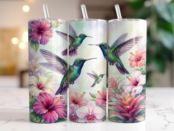 Tropical Hummingbirds Floral Tumbler PNG Review